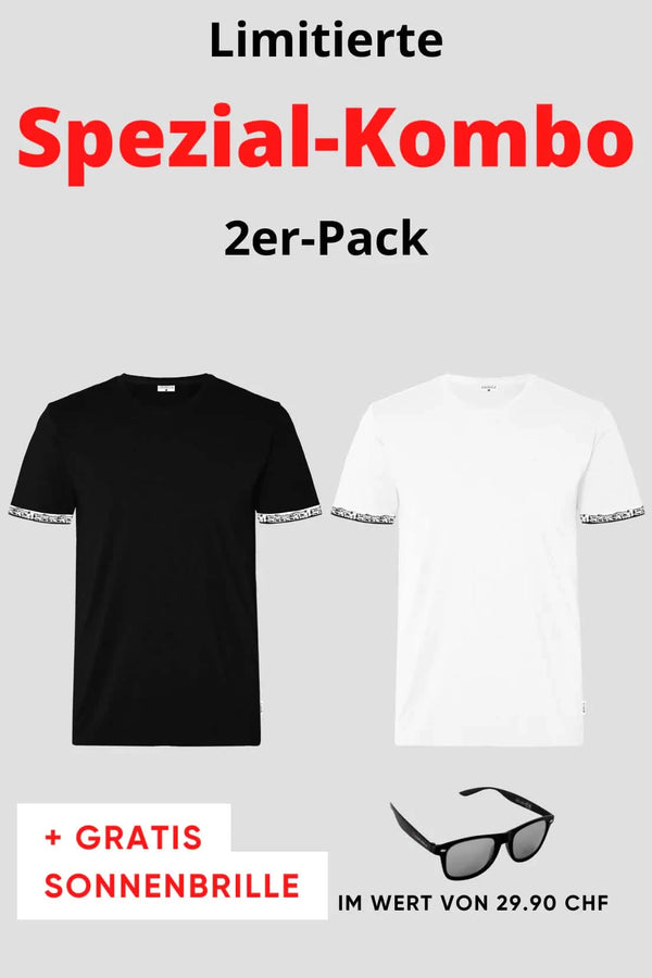 Herren 2er Kombo Scherenschnitt T-Shirt + Gratis Brille
