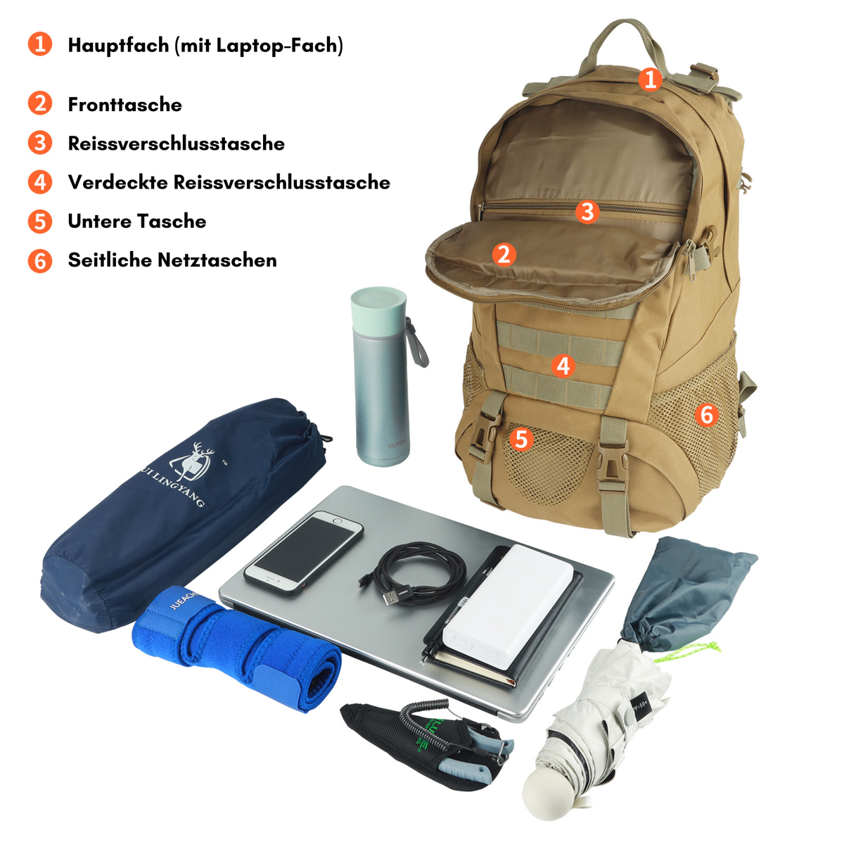 Outdoor-Rucksack mit 30 Liter Fassungsvermögen von Edelvetica, ideal für Wandern und Outdoor-Aktivitäten. Dieser robuste und funktionelle Rucksack bietet genügend Platz und Organisation für alle notwendigen Gegenstände. Er kombiniert Komfort mit langlebigem Design, geeignet für Abenteuer in der Natur.