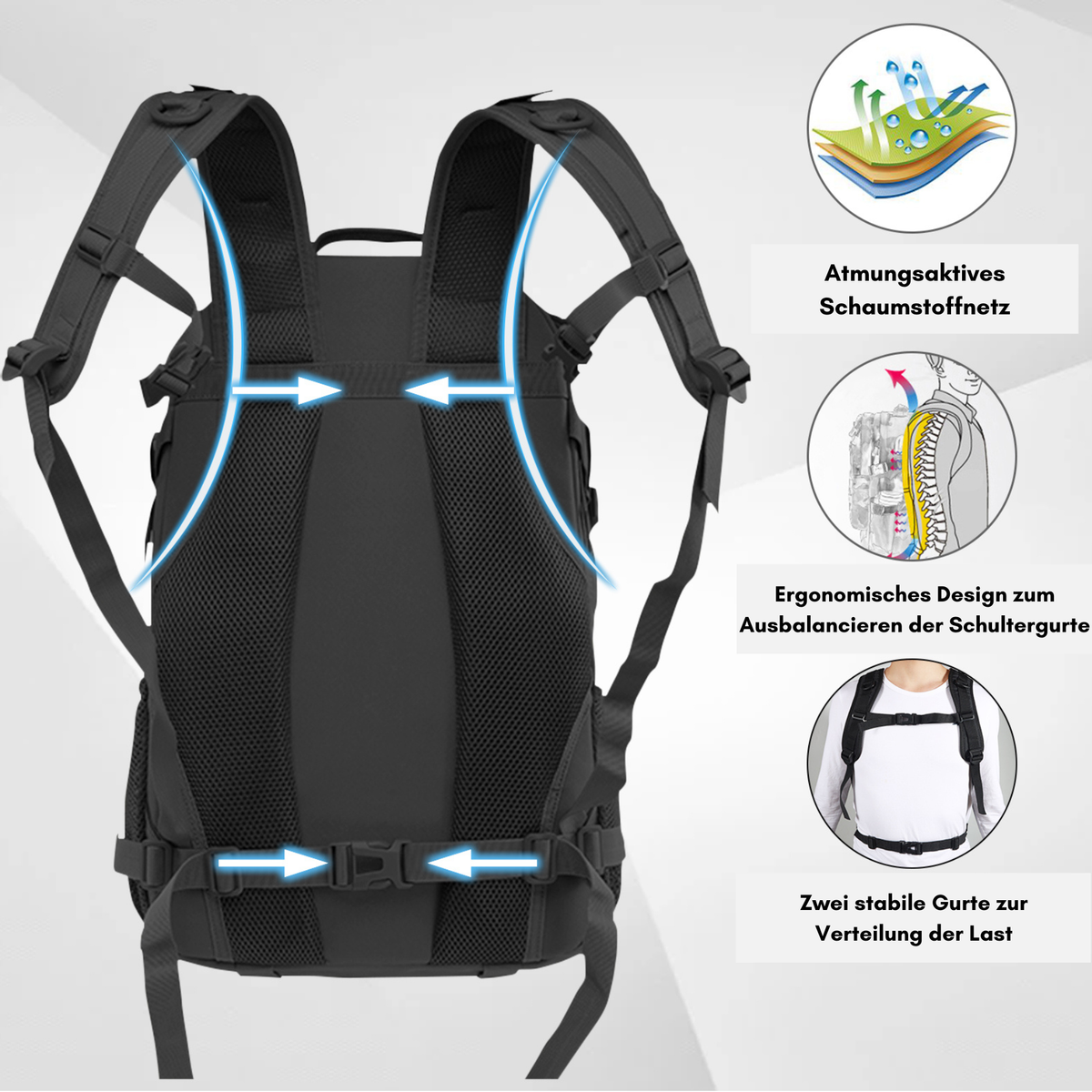 Outdoor-Rucksack mit 30 Liter Fassungsvermögen von Edelvetica, ideal für Wandern und Outdoor-Aktivitäten. Dieser robuste und funktionelle Rucksack bietet genügend Platz und Organisation für alle notwendigen Gegenstände. Er kombiniert Komfort mit langlebigem Design, geeignet für Abenteuer in der Natur.