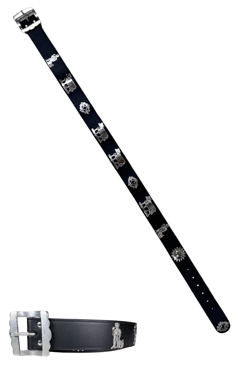 Edelvetica Gürtel Schwarz mit Trachtenornamenten