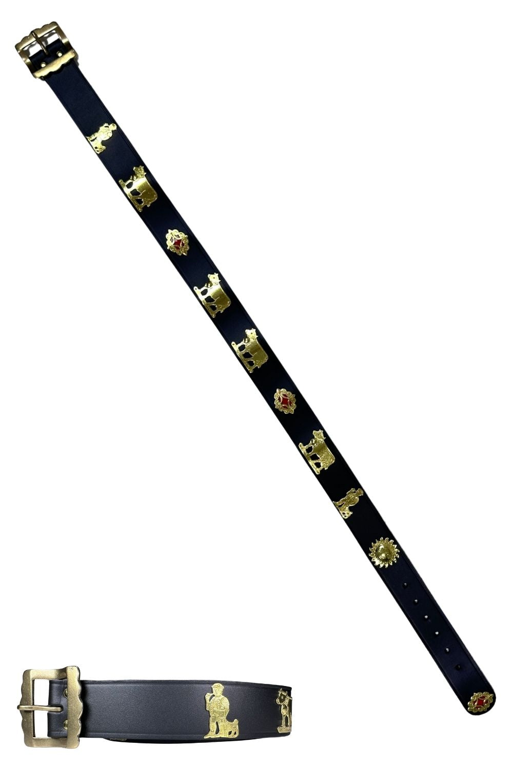 Edelvetica Gürtel Schwarz mit Goldenen Trachtenornamenten