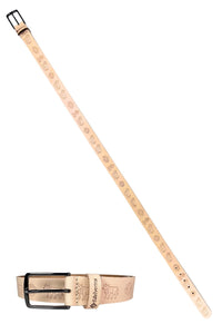 Edelvetica Gürtel in Beige mit eingravierten Ornamenten
