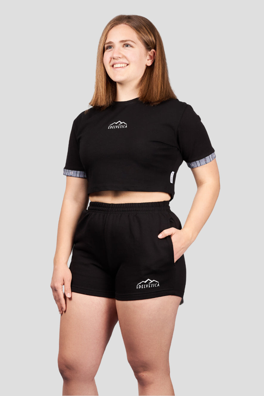 Crop Top mit Armabschluss und Edelweiss Design