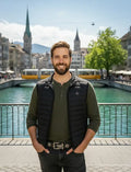 Edelvetica Gürtel Schwarz mit Goldenen Trachtenornamenten