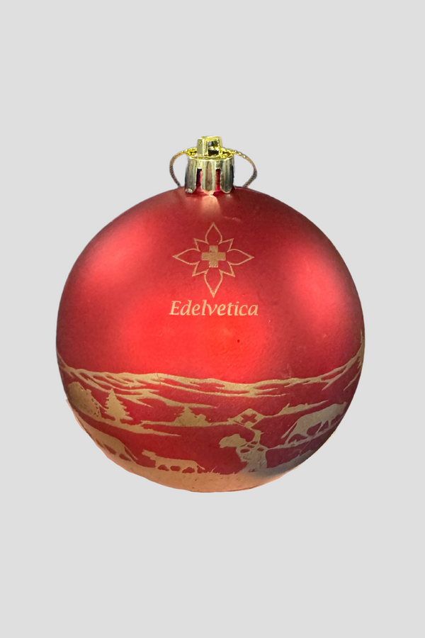 Edelvetica Weihnachtskugeln im 5er-Pack, eine festliche und elegante Dekoration für die Weihnachtszeit. Jede Kugel präsentiert ein einzigartiges Design, das traditionelle Schweizer Motive mit modernem Flair kombiniert. Diese Kugeln sind perfekt, um jedem Weihnachtsbaum einen Hauch von alpiner Eleganz zu verleihen.