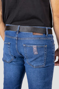 Appenzeller Chüeligürtel in Schwarz mit eingravierten Ornamenten