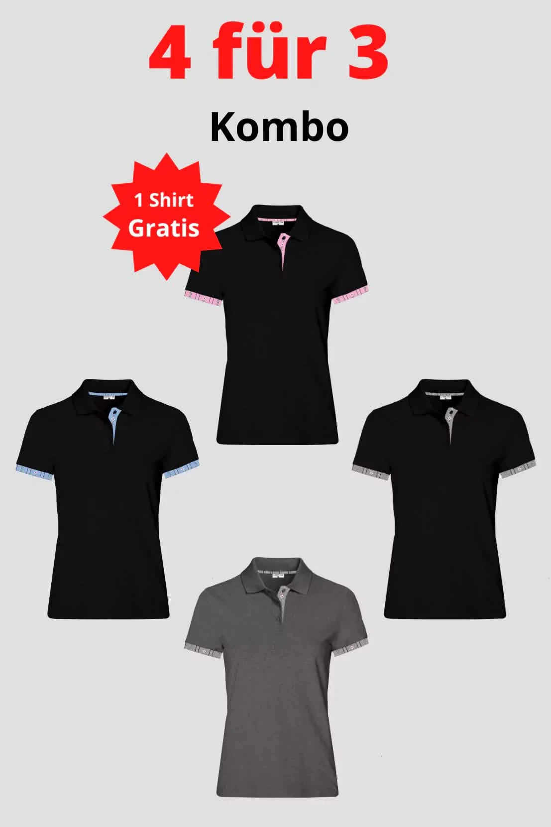 Damen 4 für 3 Kombo Edelweiss Polo