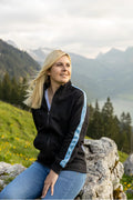 Damen Jacke mit Edelweiss-Muster, Stehkragen und Taschen.