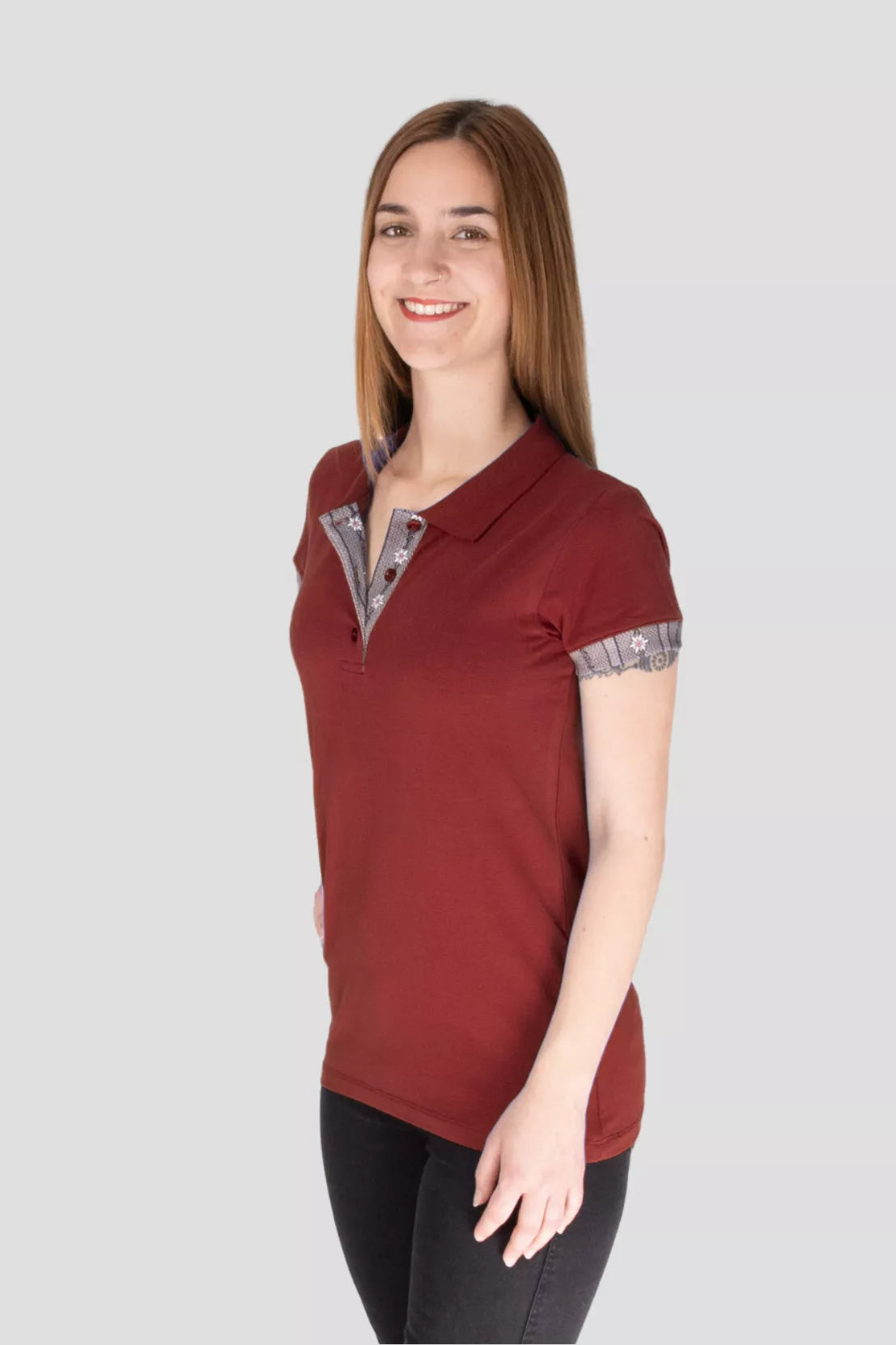 Polo Shirt Edelweiss Krageninnenseite & Armabschluss Damen