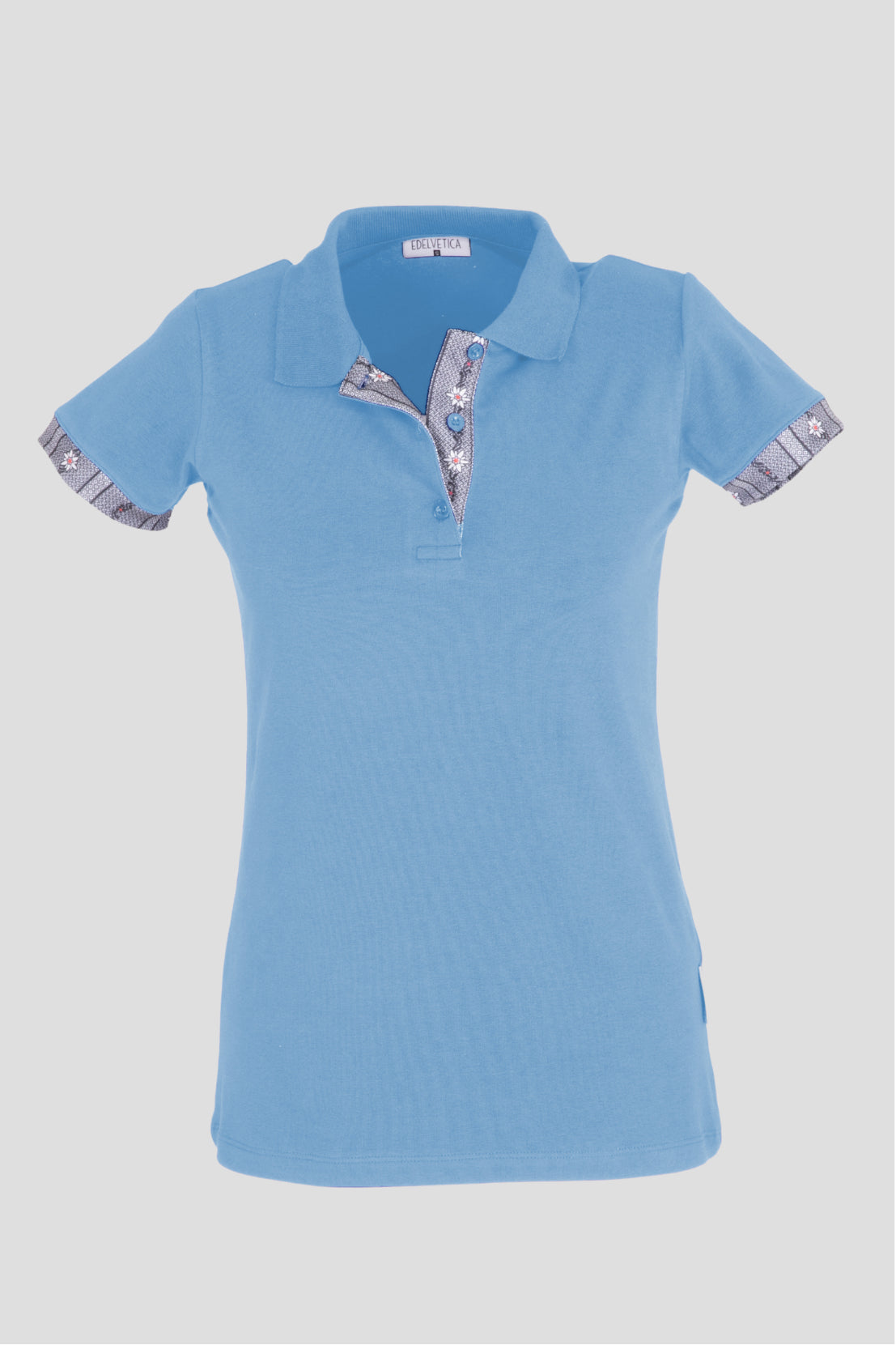 Polo Shirt Edelweiss Damen mit einzigartigem Kragen- und Armabschlussdesign von Edelvetica