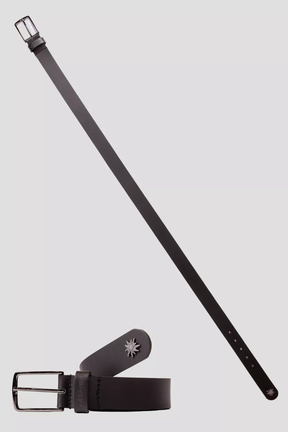 Edelvetica Gürtel in Schwarz mit Edelweiss Schnalle