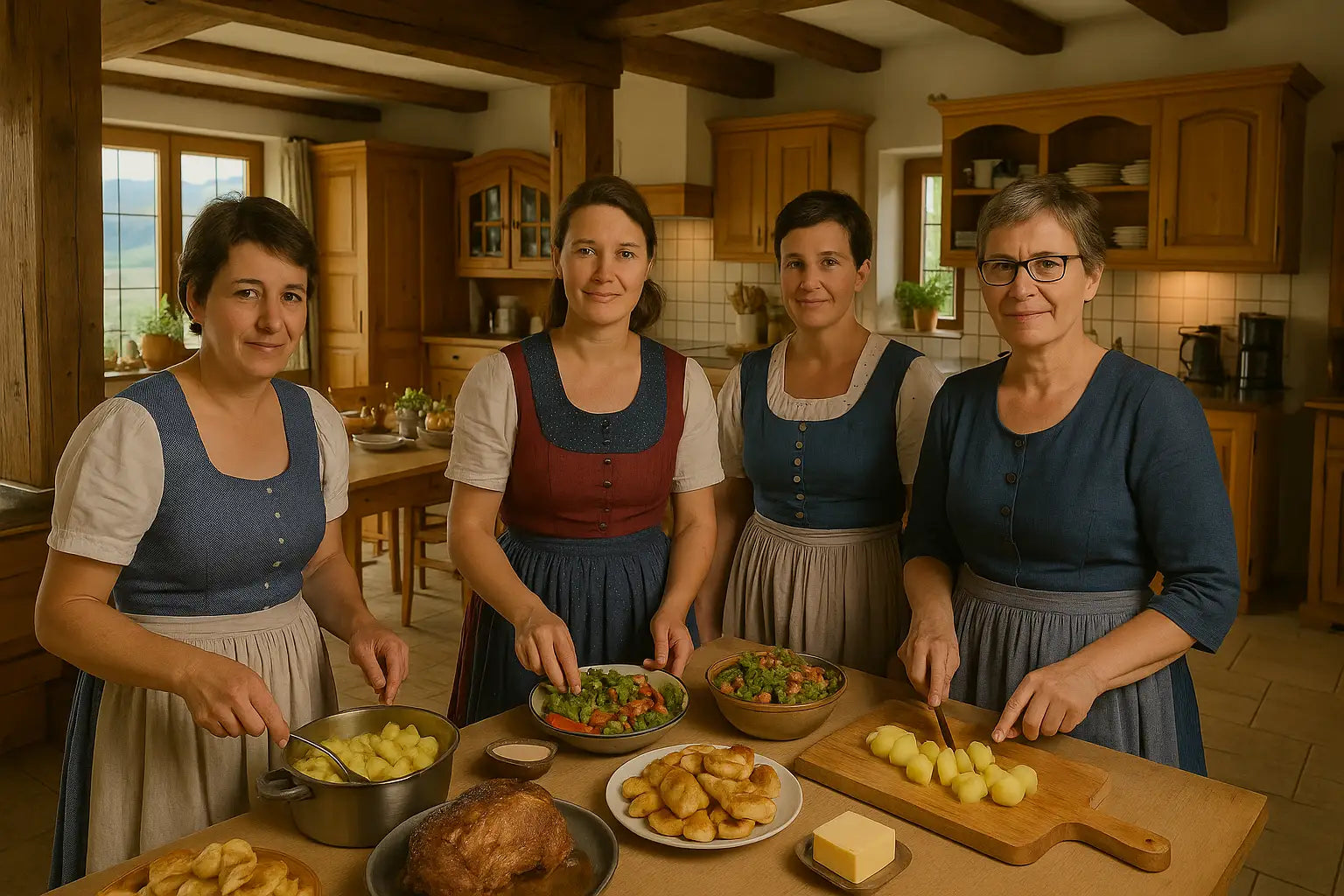 Landfrauen in der Küche gemeinsam