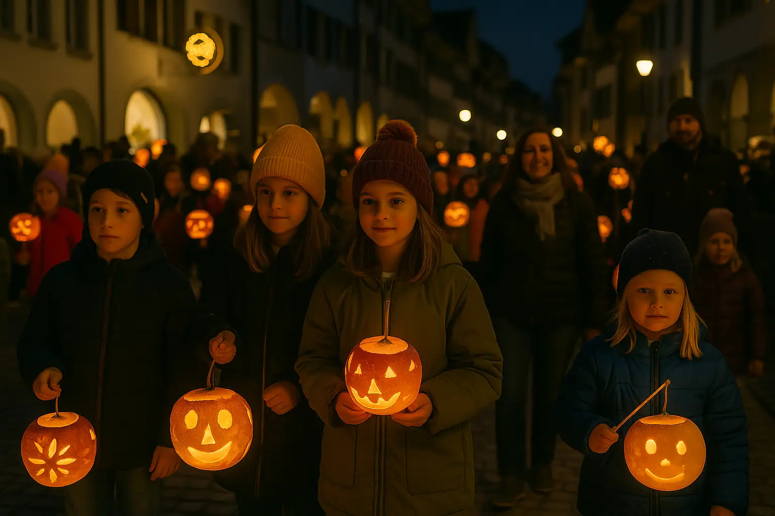Tausende Menschen verfolgen den Laternenumzug mit über 1.200 Teilnehmern und 20.000 Besuchern.