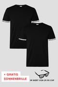 Herren 2er Kombo Scherenschnitt T-Shirt + Gratis Brille