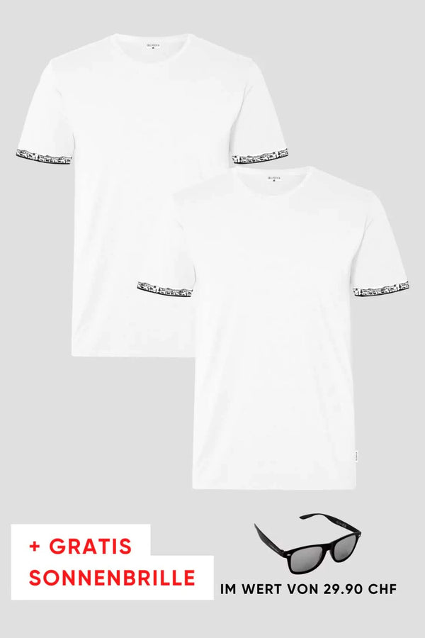 Herren 2er Kombo Scherenschnitt T-Shirt + Gratis Brille