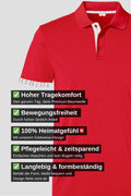 Herren Polo rot mit weissem Edelweiss am Arm und Kragen