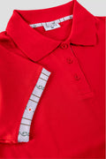 Herren Polo rot mit weissem Edelweiss am Arm und Kragen