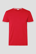 Herren T-Shirt rot mit weissem Edelweiss am Arm