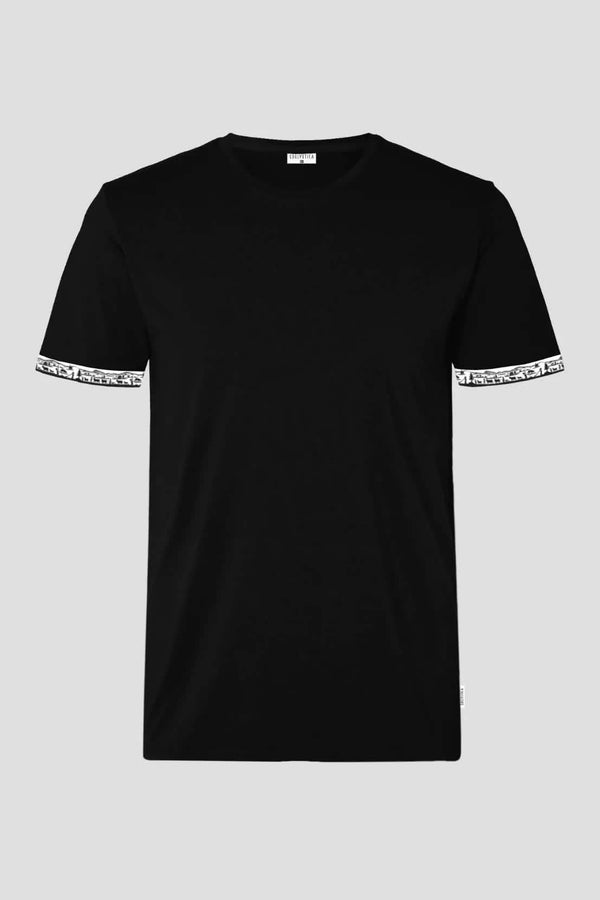 Herren-T-Shirt mit Scherenschnitt-Motiv am Armabschluss von Edelvetica