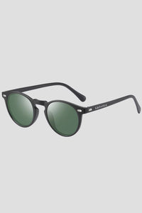 Runde Sonnenbrille Vista Edelvetica – stilvolle, hochwertige Sonnenbrille mit UV 400 Schutz in Schwarz, Blau, Silber und Orange-Gelb.